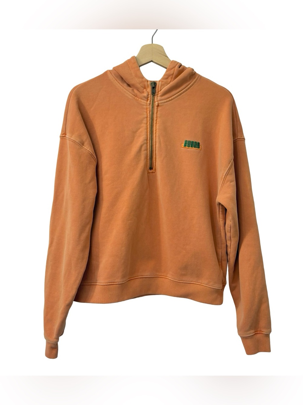 Budro Half‎ Zip Orange 100% Cotton Made in The USA Hoodie Size Small